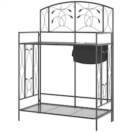 Outsunny - Potting Bench Table, Metal Garden Workstation - Black