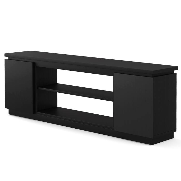 SlickBlue - TV Stand Cabinet with 3 Adjustable Shelves & Anti-Tipping Safety Features - Black