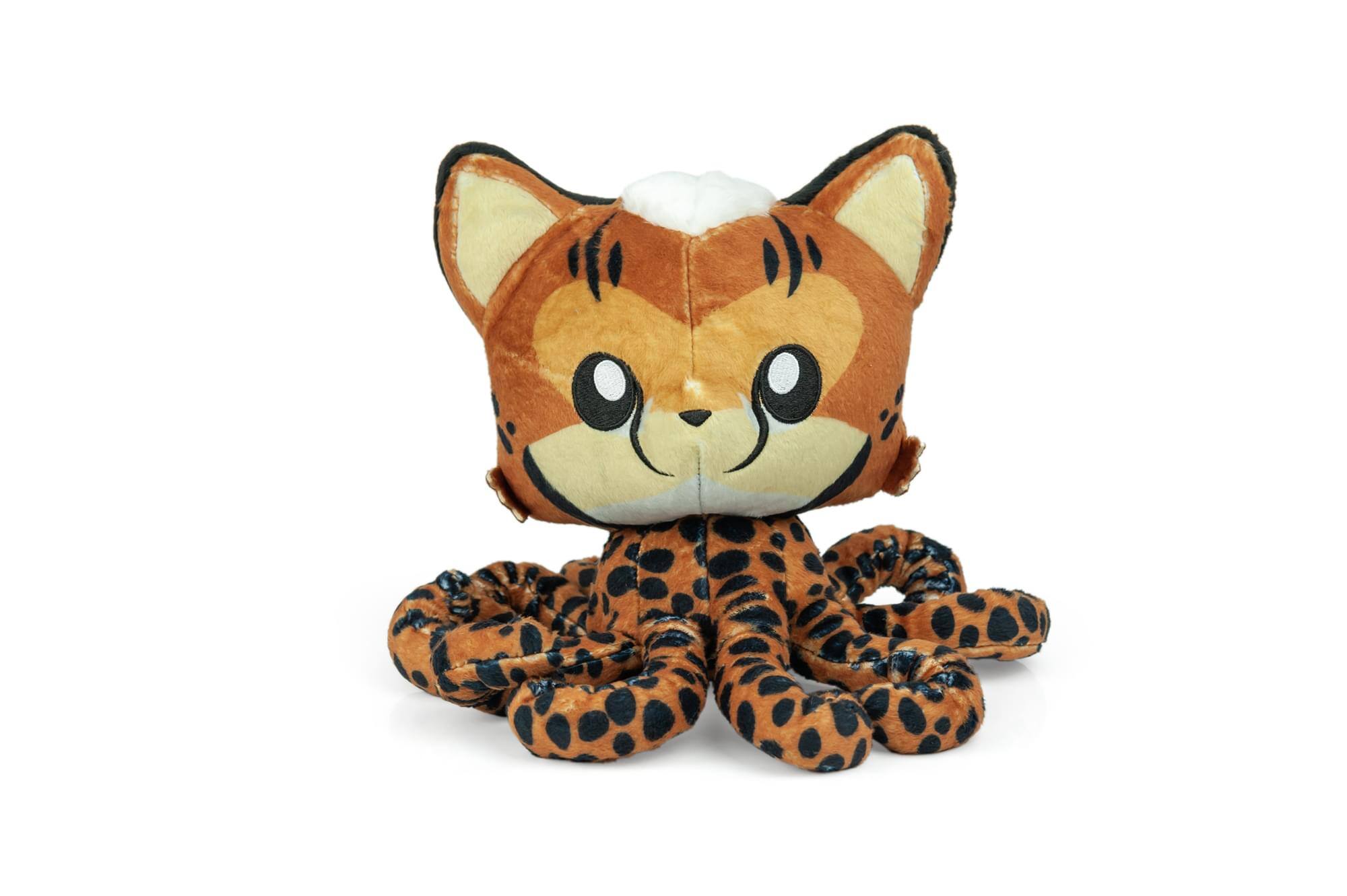 Front. Tentacle Kitty - Tentacle Kitty Series Cheetah Kitty Plush Collectible | Measures 8 Inches Tall - Orange.