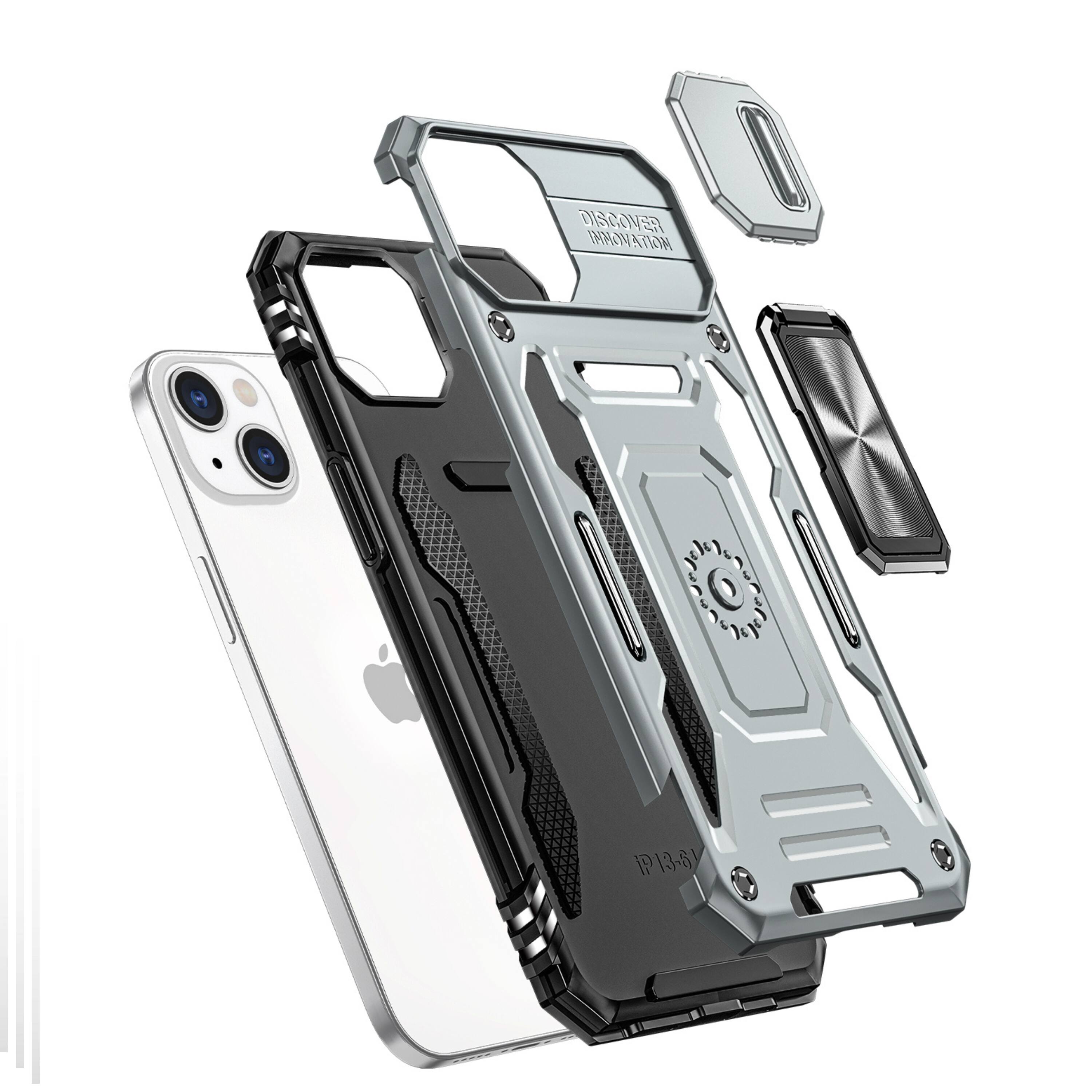 Kitcheniva Sliding Lens Cover Ring Stand Phone Case With Tempered Glass ...
