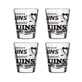 Logo Brands - Pittsburgh Penguins 4-Pack 2oz. Shot Glass Set - Multicolor