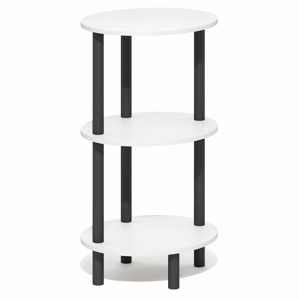 Left. Furinno - TURN-N-TUBE 3-Tier Oval Night Stand, Toolless Assembly Narrow Nightstand, Modern Side Table, End Table - White/Black.