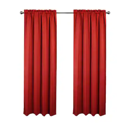 Front. RT Designers Collection - RT Designers Collection 100% Polyester Twilight Blackout Rod Pocket Curtain Panel 54" x 90" Red - Red.