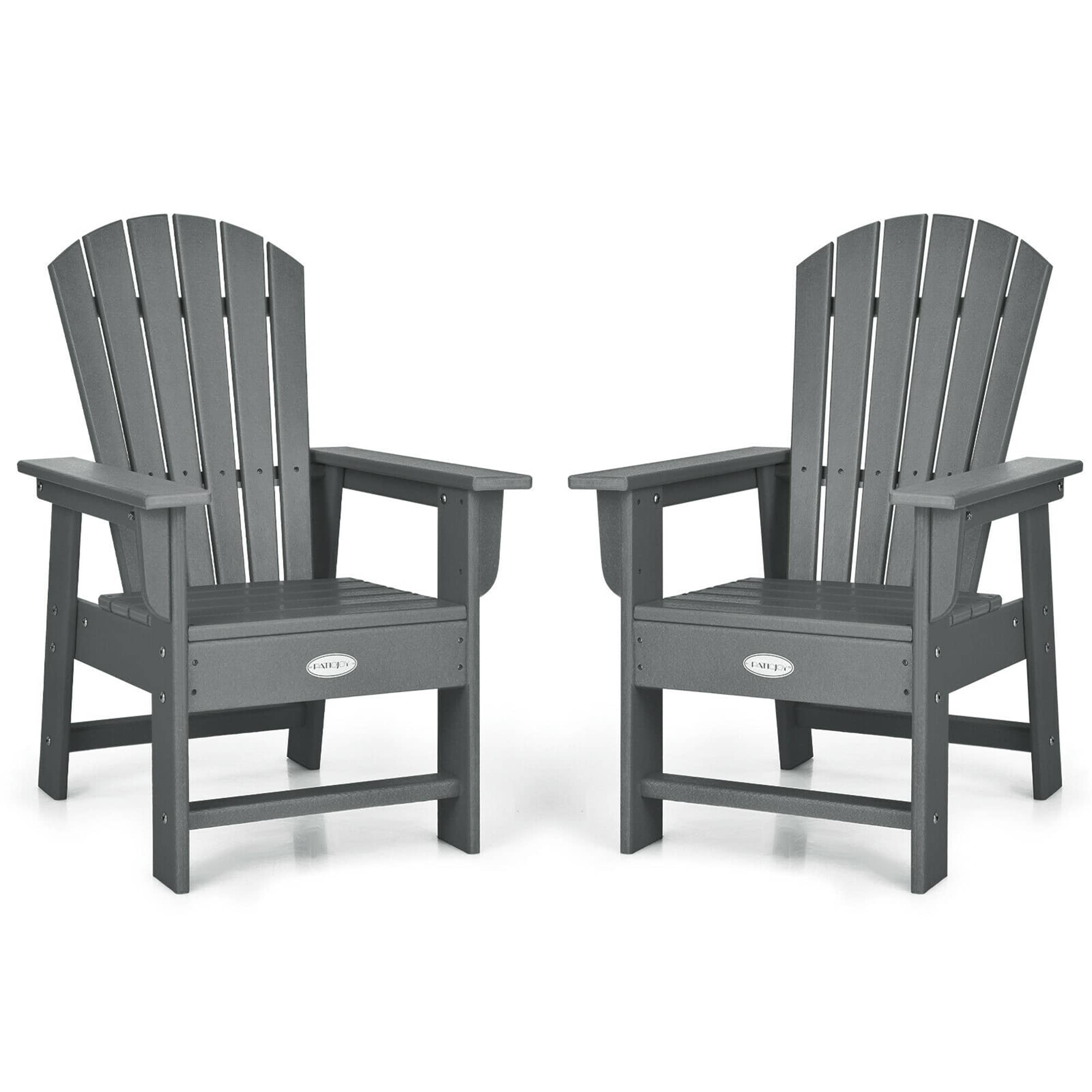 Costway - Set of 2 Kids Patio Adirondack Chair Armchair Weather Resistance Outdoor Chair - Gray