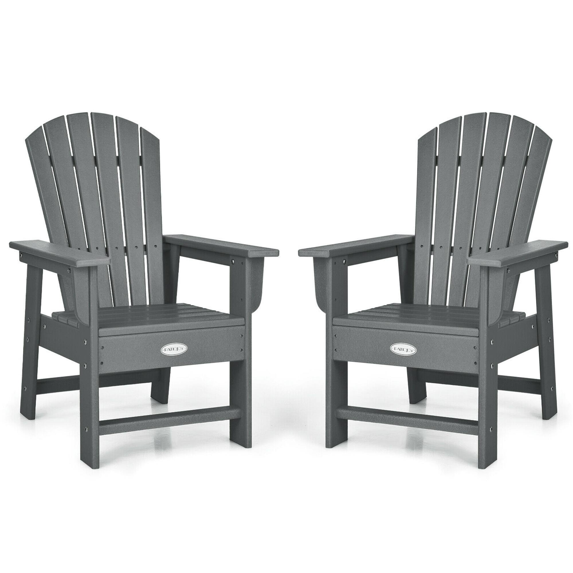 Front. Costway - Costway Set of 2 Kids Patio Adirondack Chair Armchair Weather Resistance Outdoor Chair - Grey.