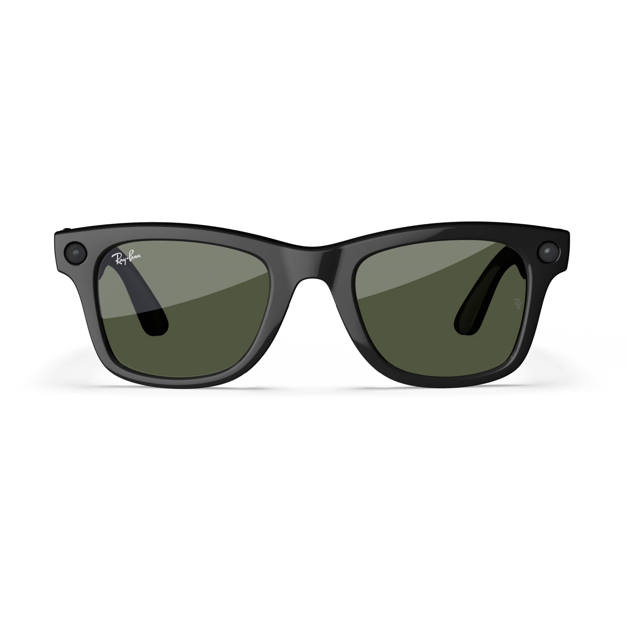 Alt View 6. Ray-Ban Meta - Wayfarer Large (Gen 1) glasses with Meta AI, Audio, Photo, Video Compatibility - Green Lenses - Shiny Black.