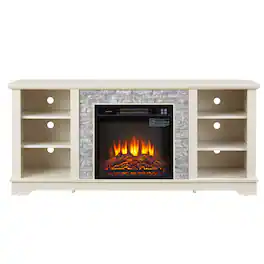 Boyel Living - 58.31-in Electric Fireplace TV Stand with 18-in Insert and Open Storage Model BL-YL-00017 - White