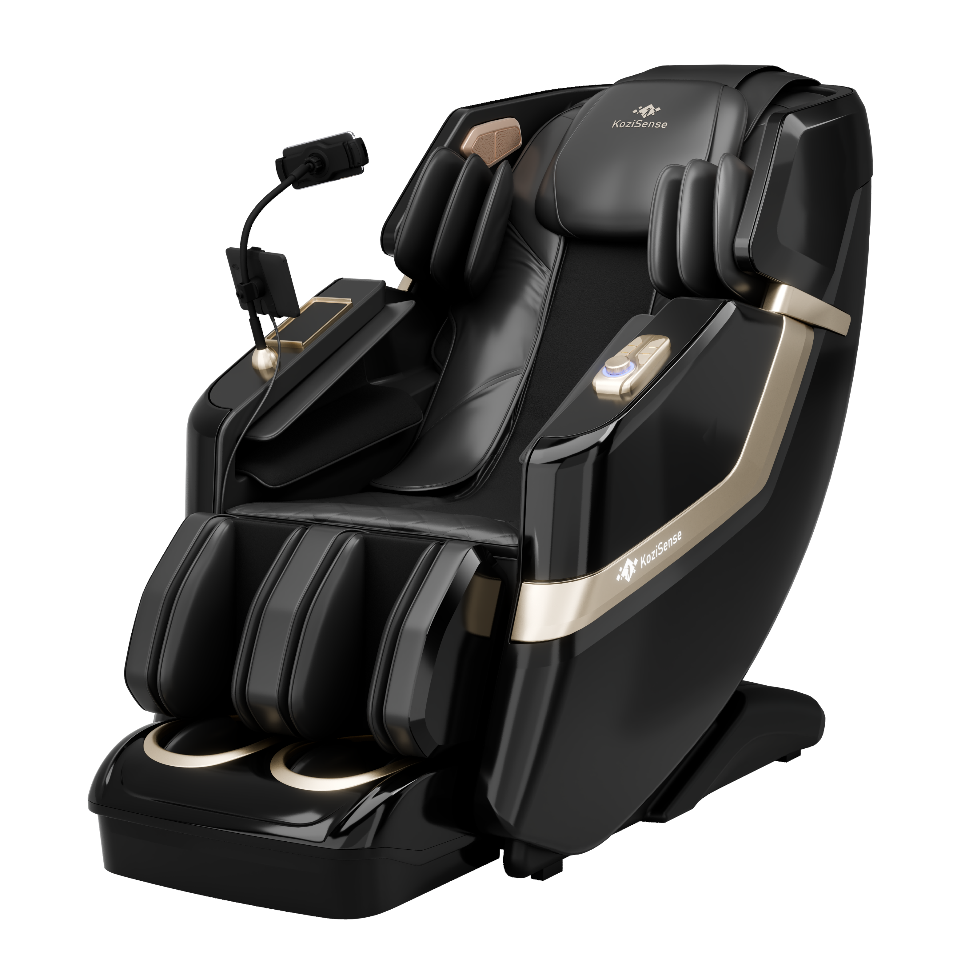 KoziSense - KZ-313 3D Heated Jade Stone Roller Massage Chair,Deep Zero Gravity,SL-Track,Heat,Backlit Touch Screen,Wireless Charger - Black