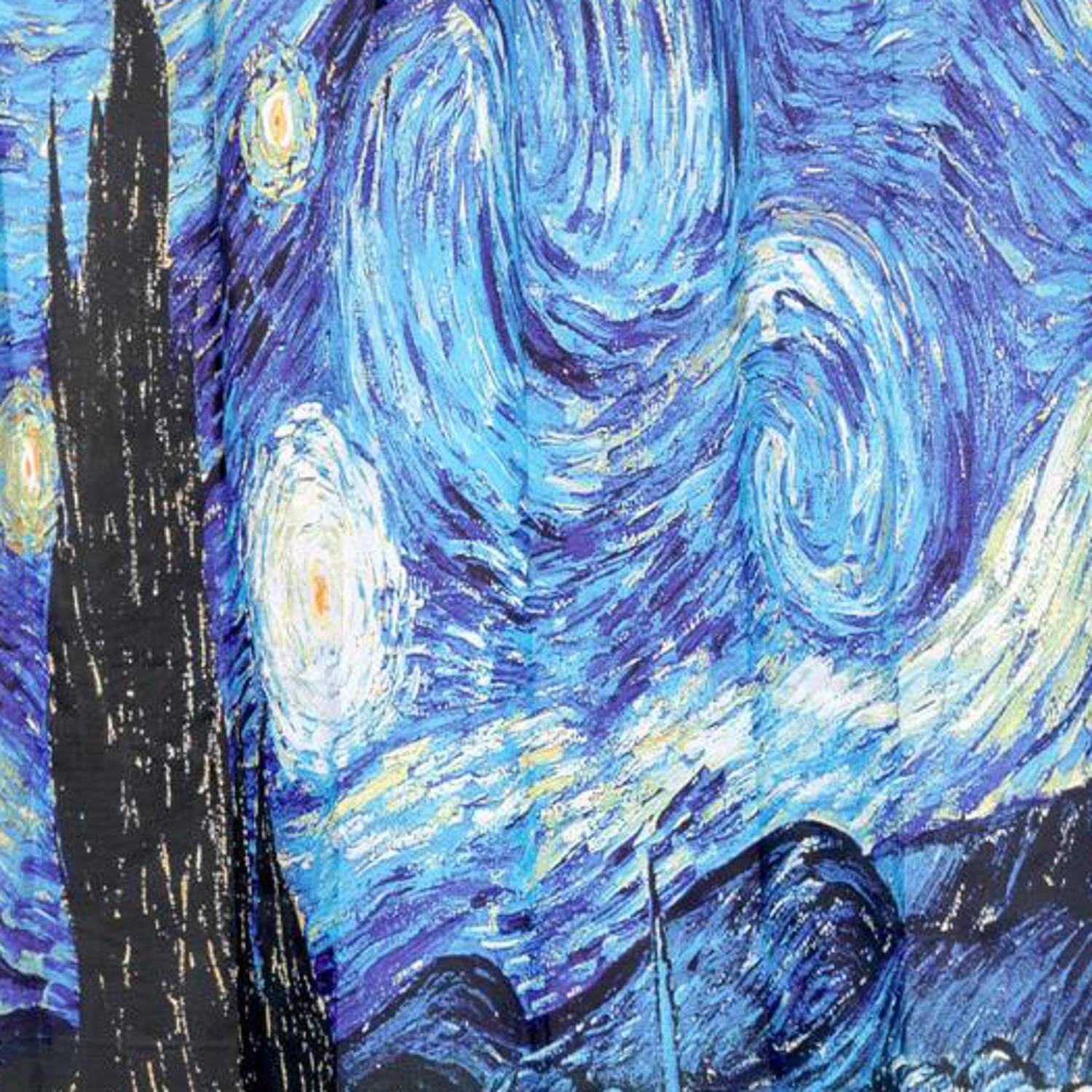 Left. Carnation Home Fashions - Carnation Home Fashions "The Starry Night" Museum Collection 100% Polyester Fabric Shower Curtain - 70" x 72" Multi - Multi.