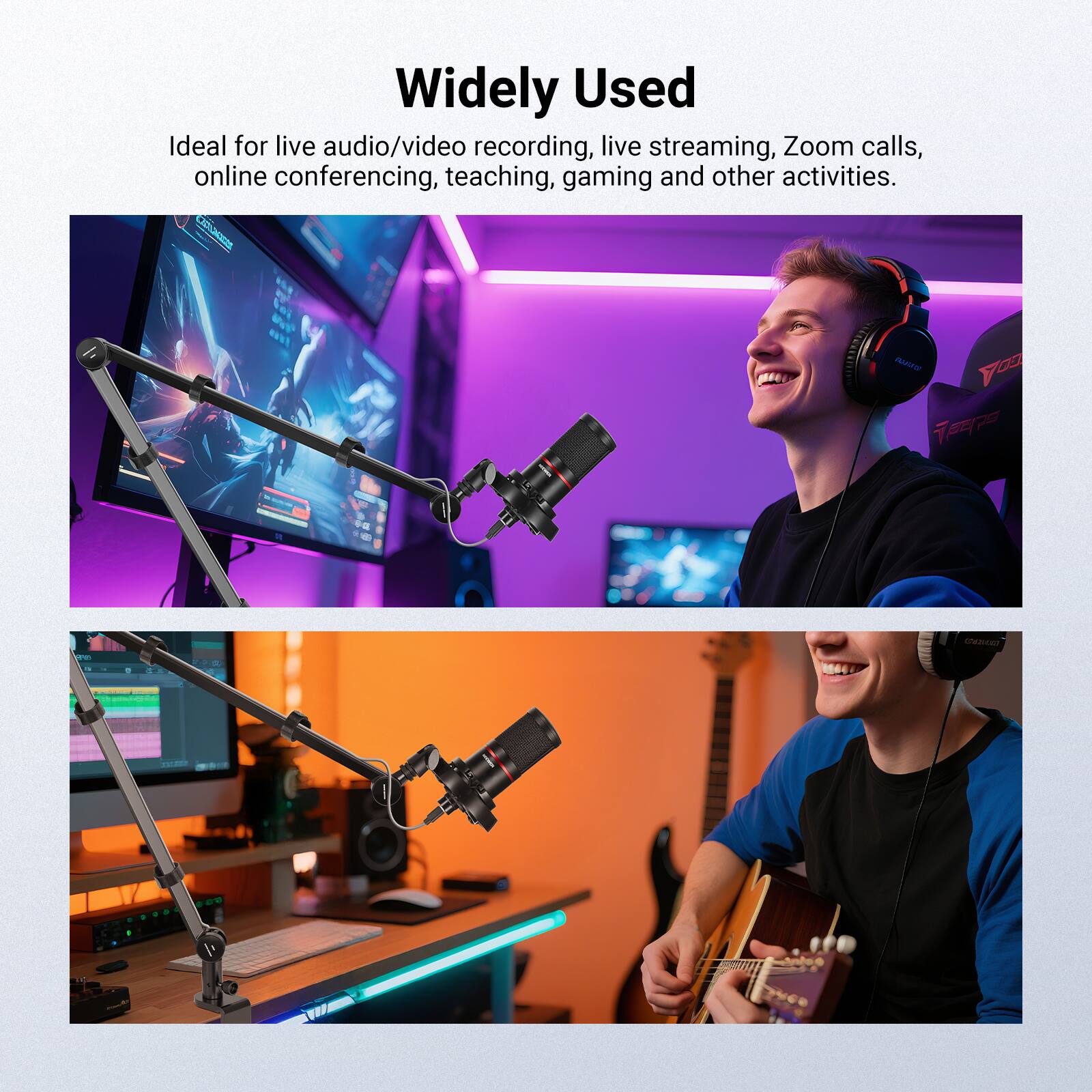 Widely Used

Ideal for live audio/video recording, live streaming, Zoom calls, online conferencing, teaching, gaming and other activities.