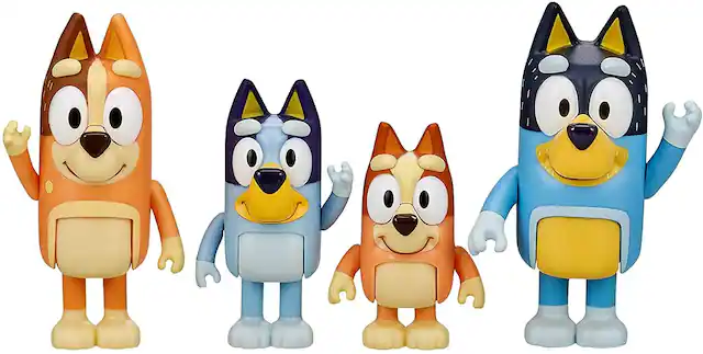 Front. Moose Toys - Bluey & Family Action Figure 4-Pack | Bluey | Bingo Chilli | Bandit - Blue.