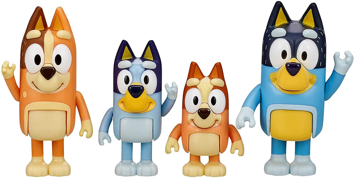Front. Moose Toys - Bluey & Family Action Figure 4-Pack | Bluey | Bingo Chilli | Bandit - Blue.