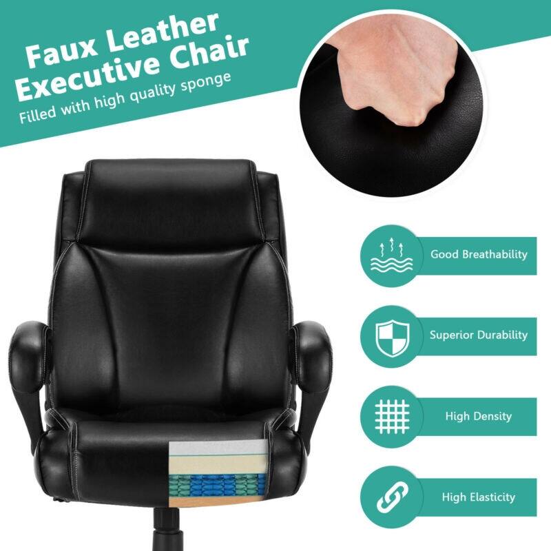Faux Leather Chair Executive High Quality Sponge Filled with Good Breathability Superior Durability High Density High Elasticity
