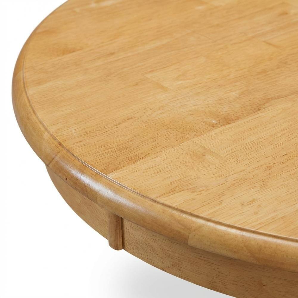Back. FurniFact - Oak Round Pedestal Dining Table - Oak & Linen White.