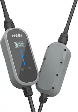 MSI - EZgo NACS, 40A/9.6Kw, Level 1/2 Portable Charger with NEMA 5-15&NEMA 14-50 Plug - Gray