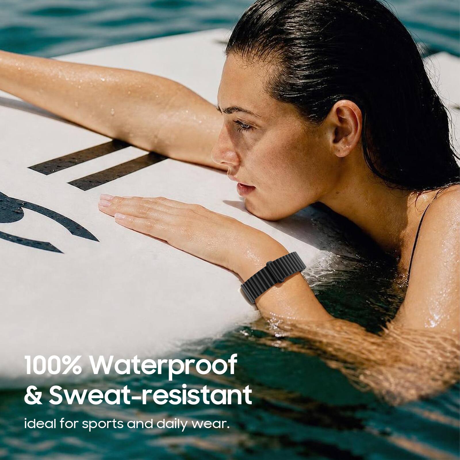 100% Waterproof & Sweat-resistant ideal for sports and daily wear.