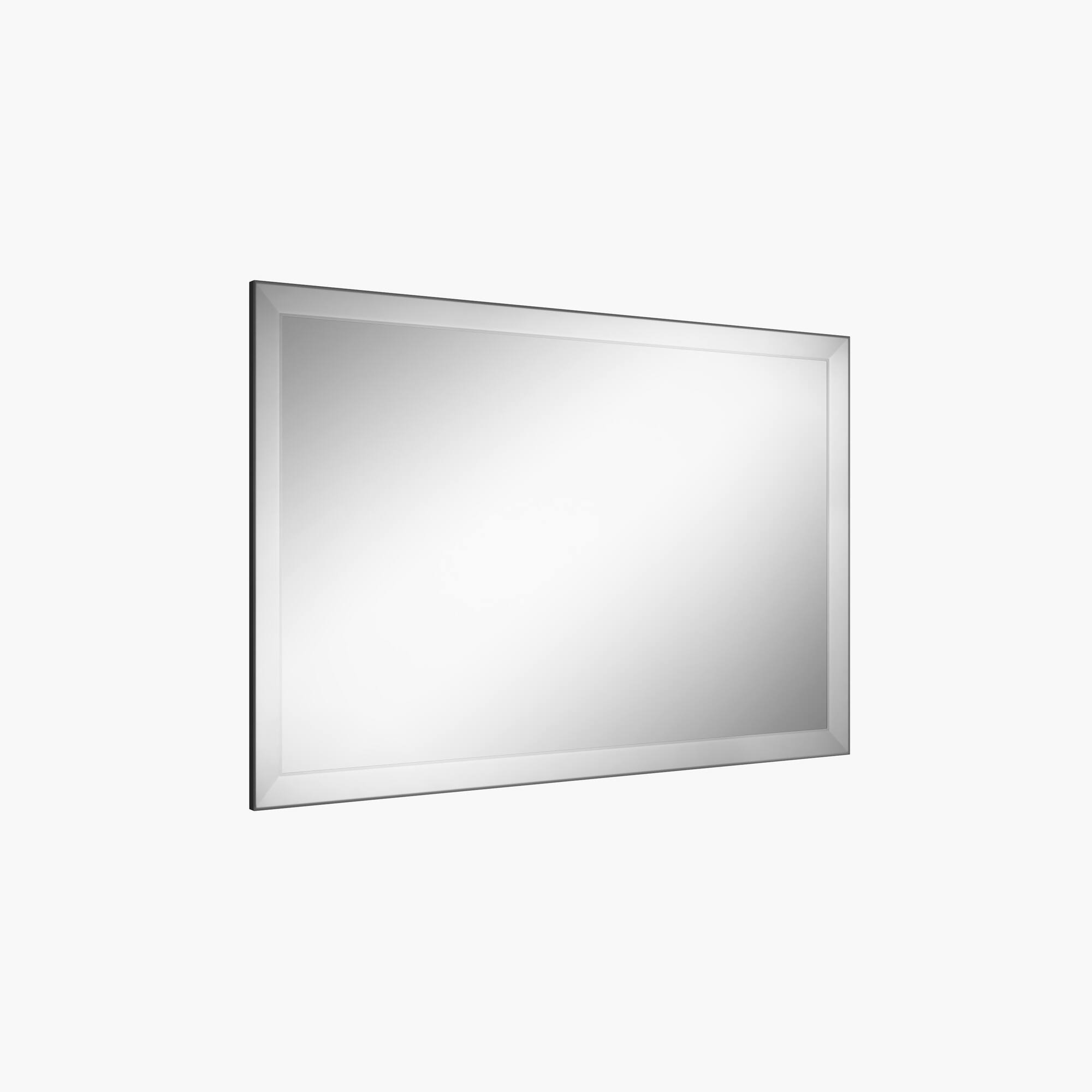 Alt View 2. Boyel Living - 32 in W x 48 in L Silver Rectangular Slanted Edge Aluminum Framed Wall Bathroom Vanity Mirror.