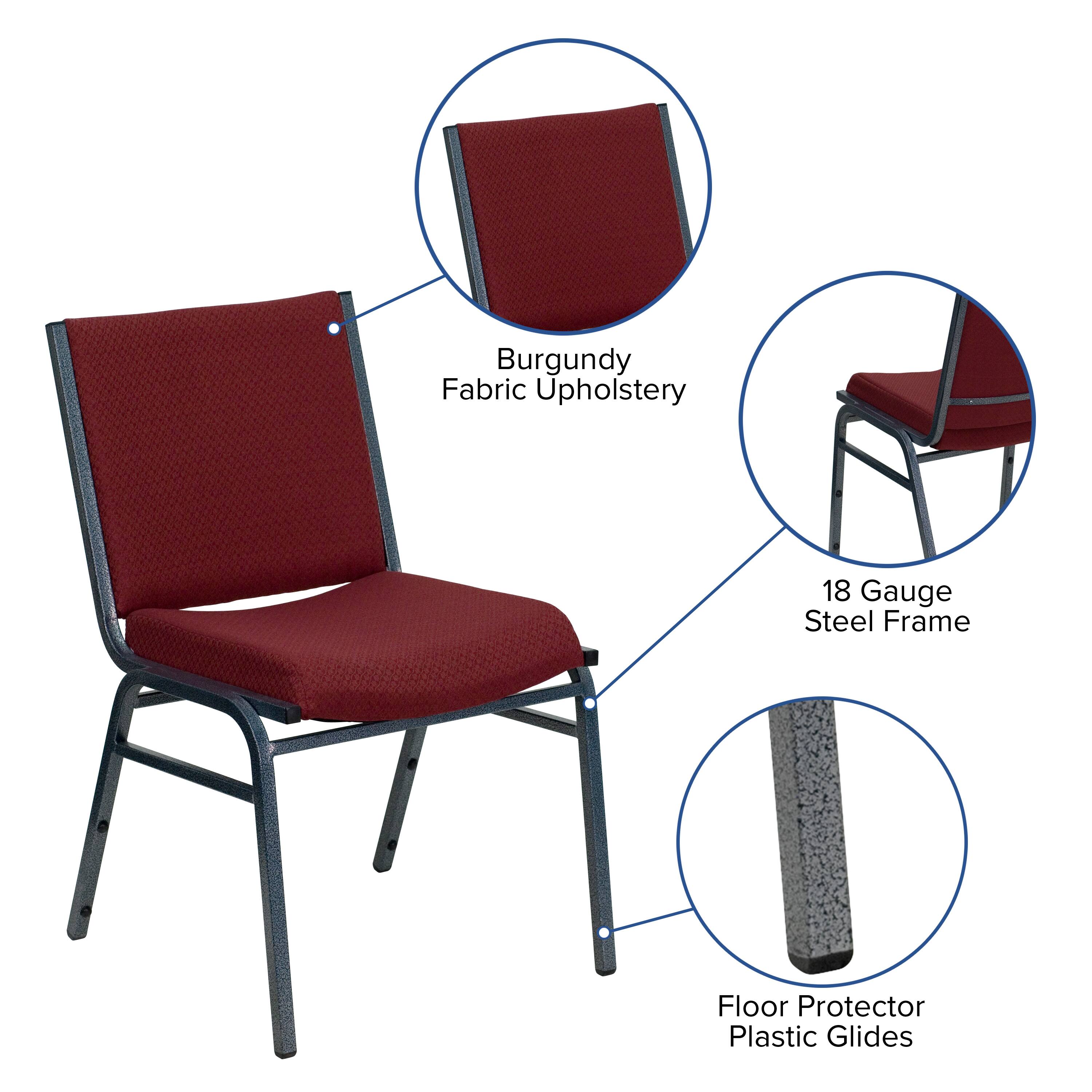 Burgundy Fabric Upholstery  
18 Gauge Steel Frame  
Floor Protector Plastic Glides