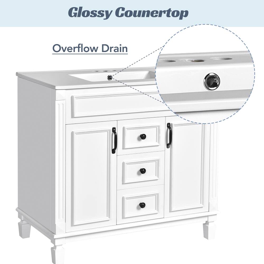 Glossy Countertop  
Overflow Drain