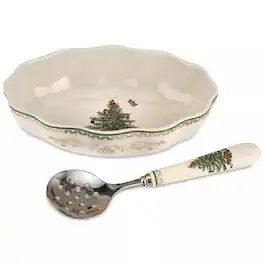 Spode - Christmas Tree Gold Cranberry Dish & Server 8-Inch Serving Set Gold - Multicolored