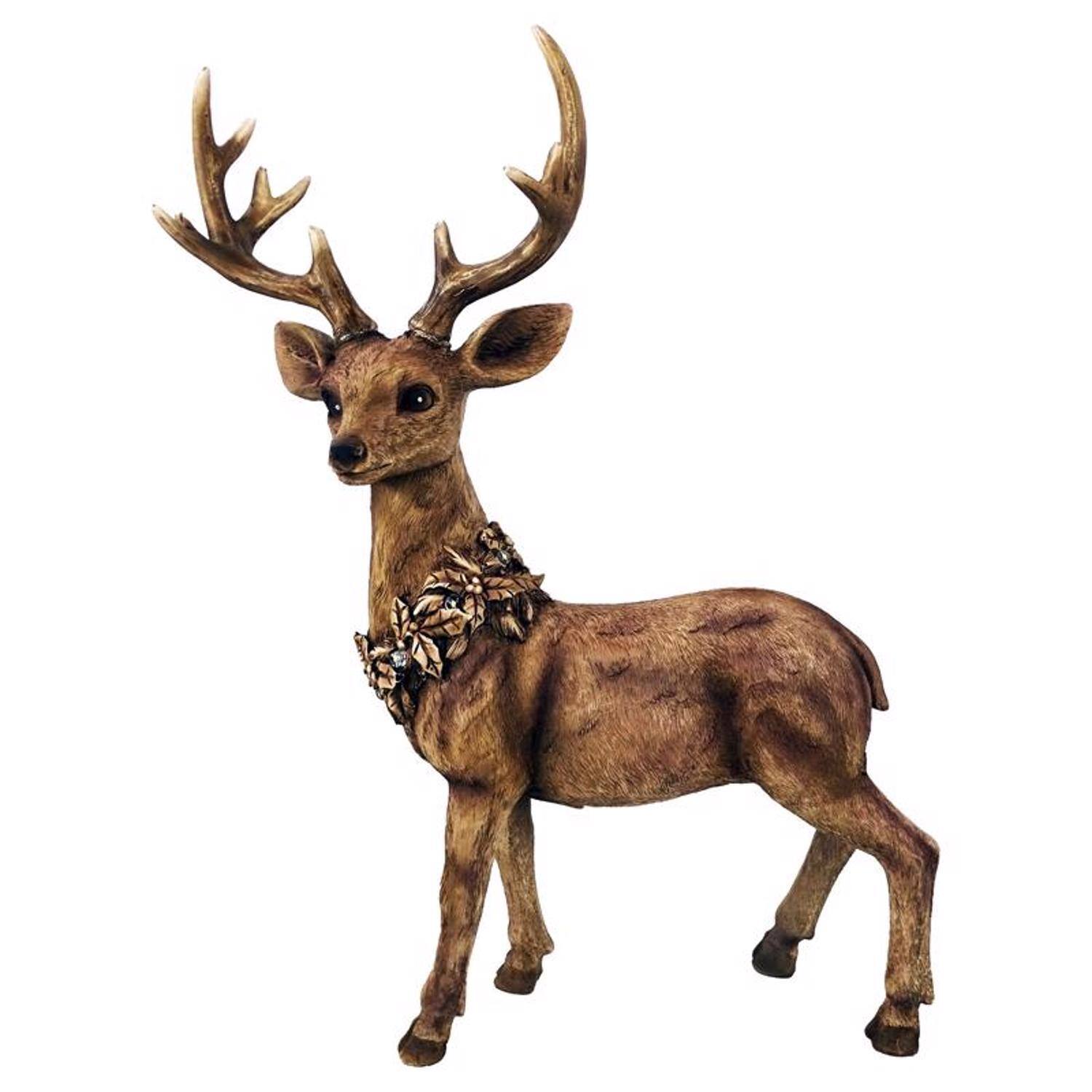 Front. Alpine - Alpine LED Buck Deer Statuary 21 in. Yard Decor - Brown.