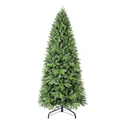 Front. Boyel Living - 7 ft. Christmas Tree with 1375 Tips PE PVC Hinged Branches Metal Stand Classic Green Holiday Decoration - Green.