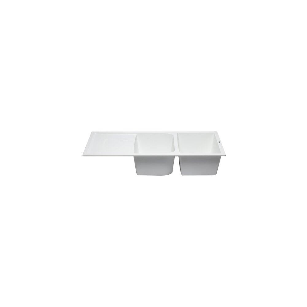 Alt View 5. Alfi - ALFI brand White 46 Double Bowl Granite Composite Kitchen Sink with Drainboard - White.