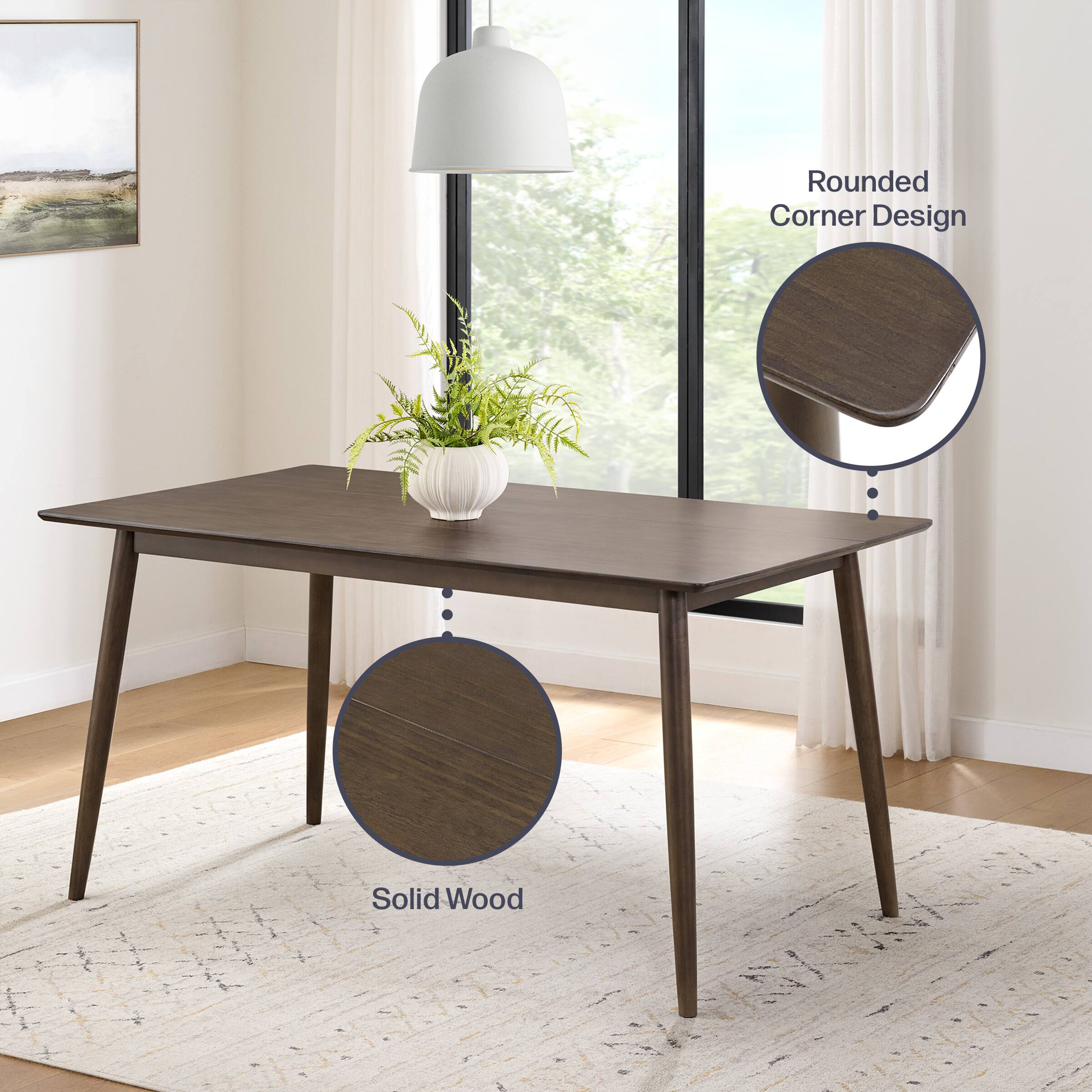 Rounded Corner Design  
Solid Wood