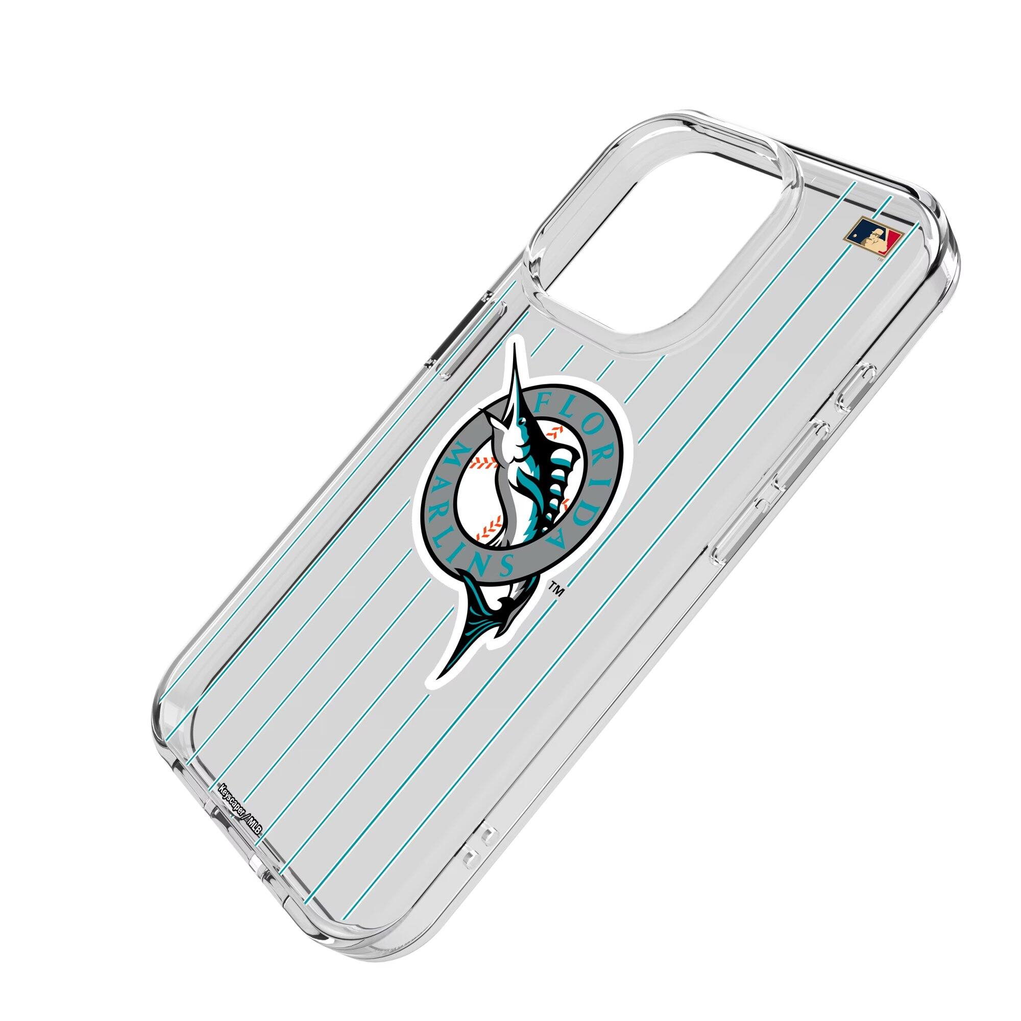 Alt View 1. Keyscaper - Florida Marlins Cooperstown Galaxy Clear Case - 14 Pro - Multicolor.
