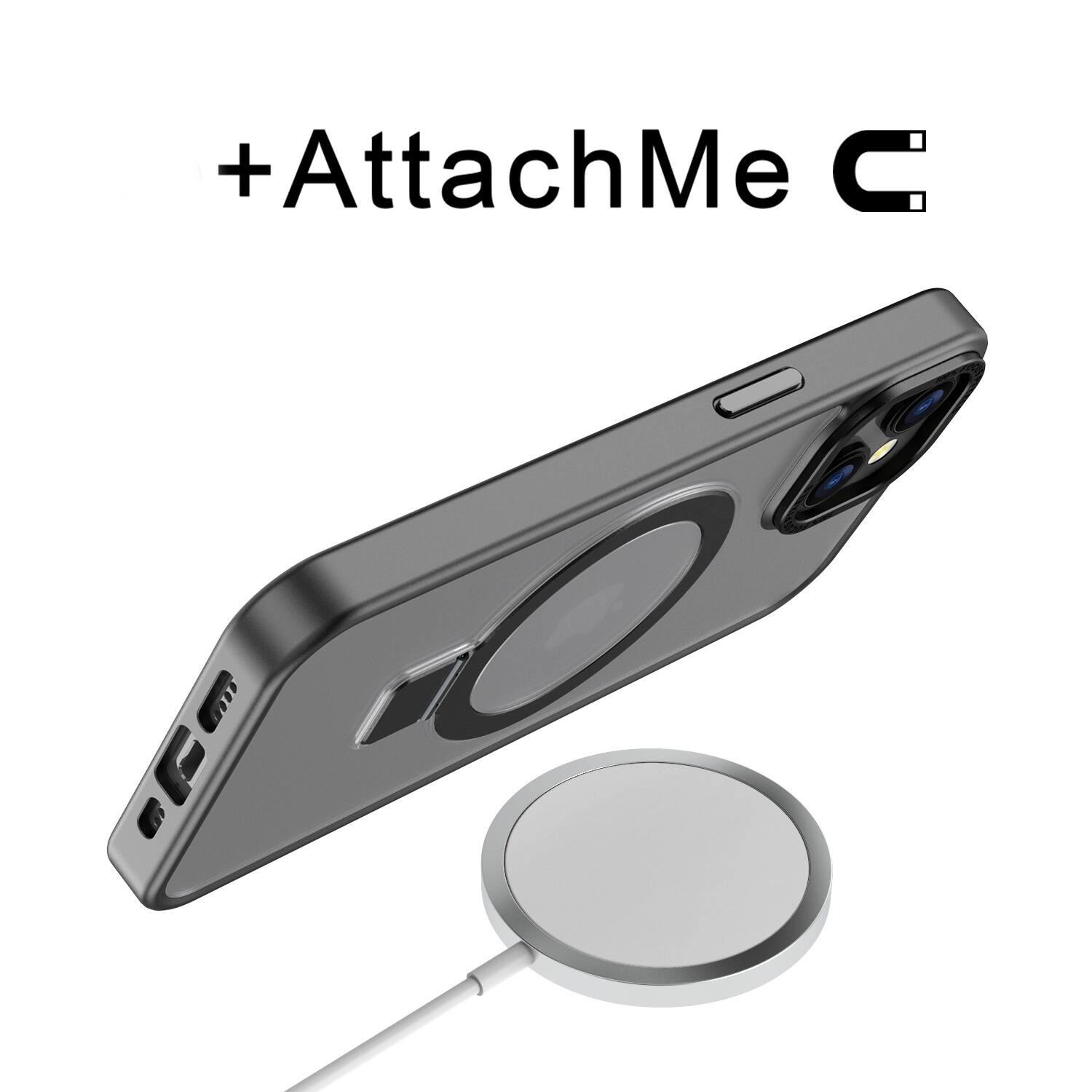 Alt View 2. Mybat Pro - MyBat Pro Shade Series Case with MagSafe Ring Stand for Apple iPhone 17e / 16e / 14 / 13 - Black - Clear.