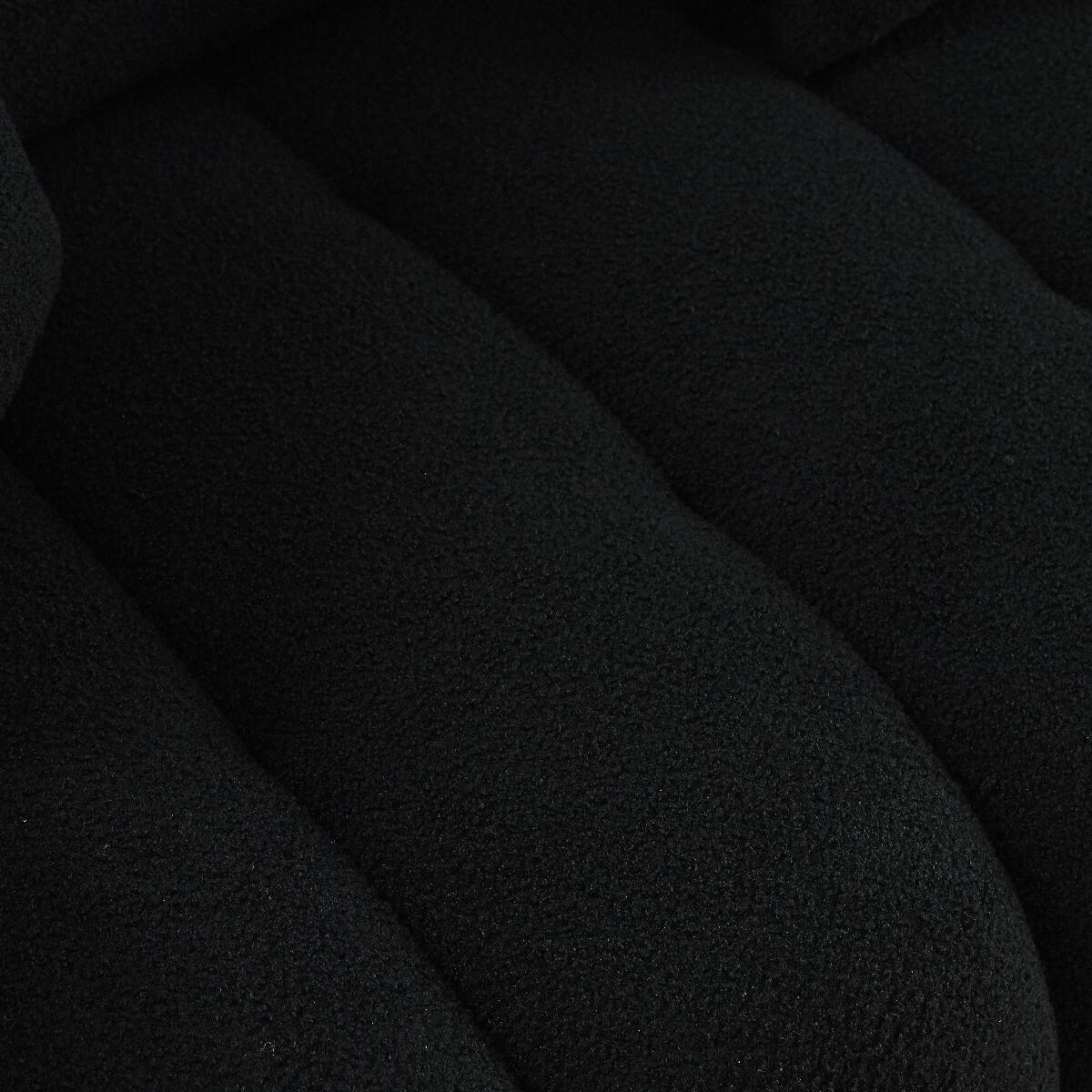 Alt View 1. Ropilly - Ropilly Black Upholstered Sofa, 3 Seater Teddy Fabric Sofa with Pillows and Solid Wood Frame - Black.