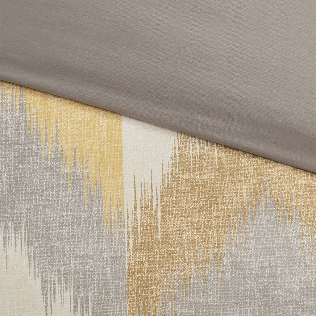 Alt View 5. Gracie Mills - Gracie Mills Heise 3-Piece Modern Ikat Chevron Duvet Cover Set - Yellow.
