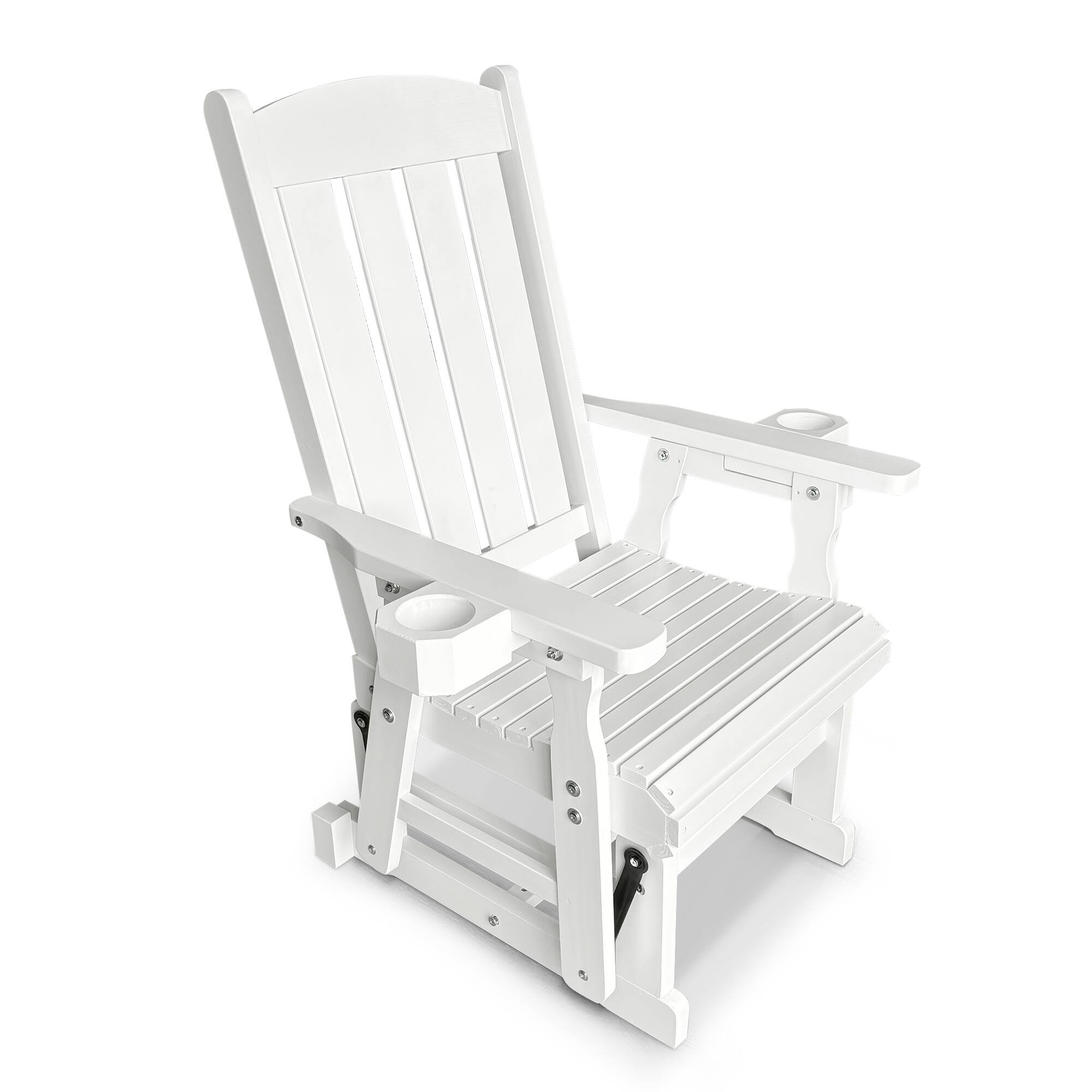Alt View 4. Fortune Candy - Wooden Patio Glider with High Back and Deep Contoured Seat, Solid Fir Wood, Heavy Duty 600 LBS for Porch Yard Garden - White.