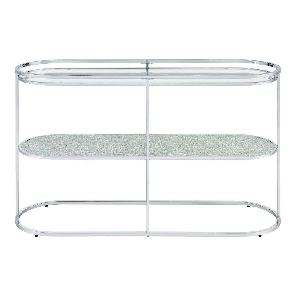 Alt View 1. Furniture of America - Ludington Metal 1-Shelf Sofa Table in Chrome - Silver.