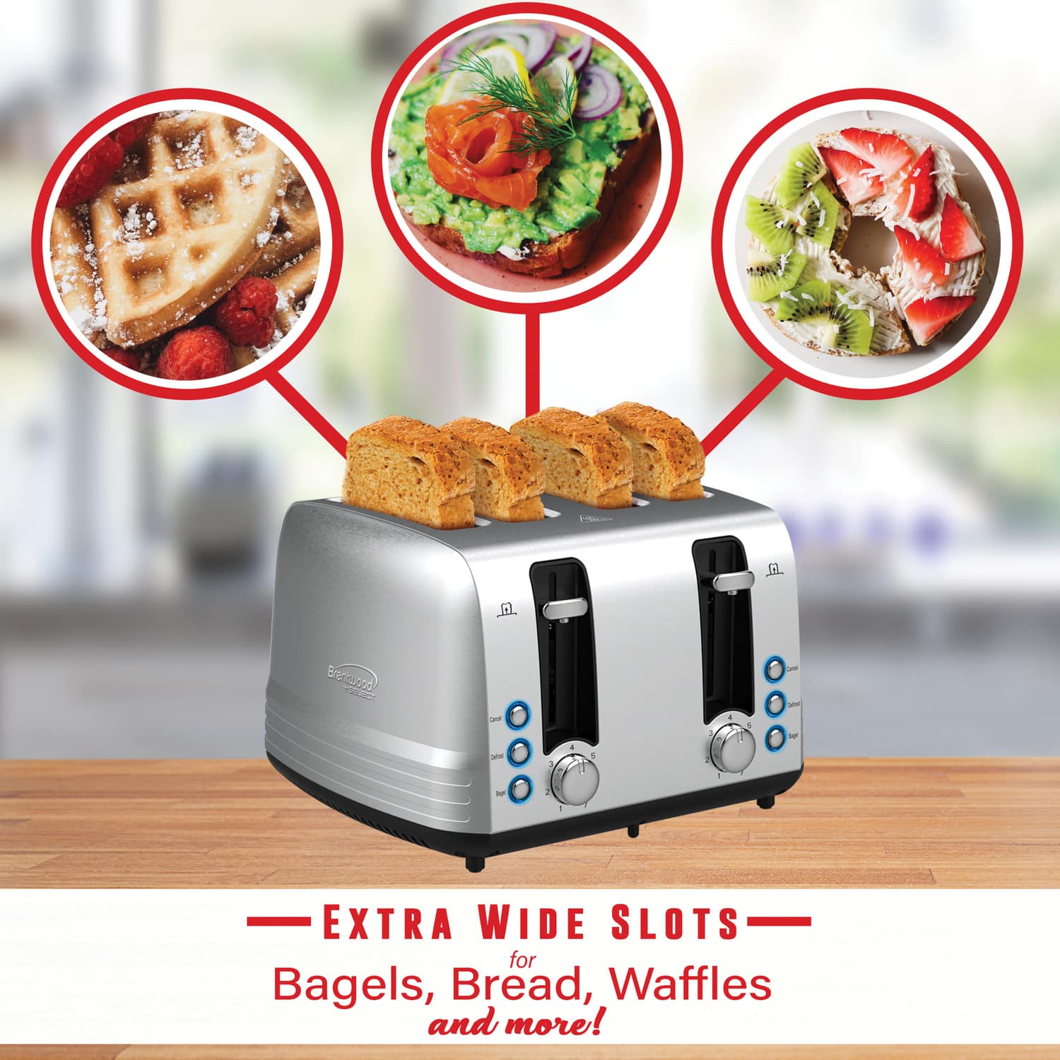 Brentwood Select Extra Wide 4 Slot Toaster - Thumbnail 5