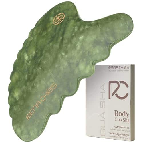 DORLUKFU - Body Gua Sha Tools, Natural Xiuyan Jade Guasha Tool, Manual Massage Sticks for Jawline Sculpting and Puffiness Reducing,