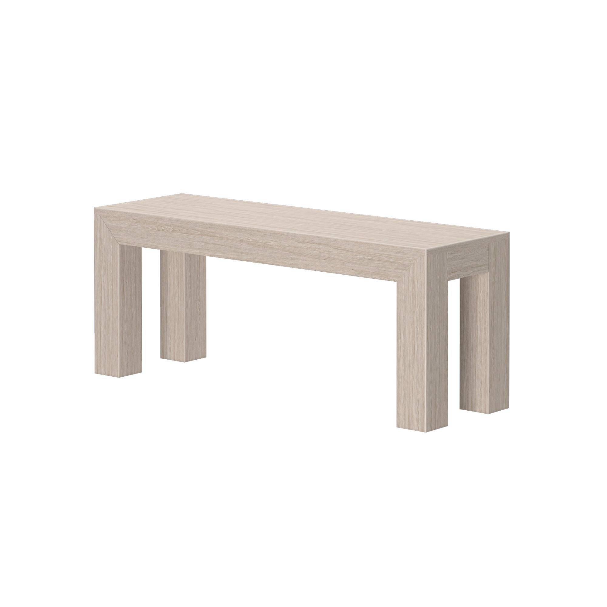 Alt View 2. Plank+Beam - Modern Dining Bench - 1524mm/60in, Seashell Wirebrush - Seashell.