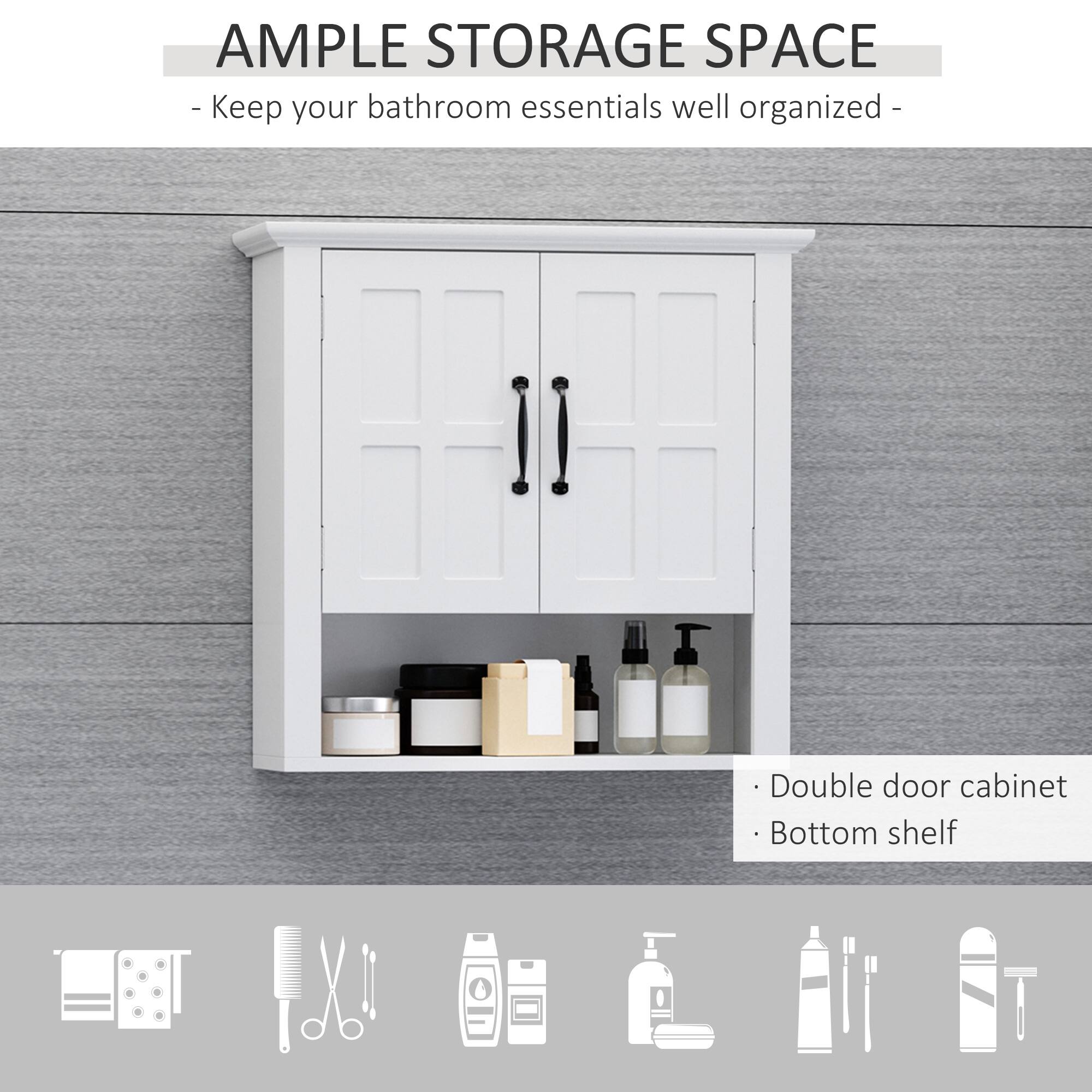 AMPLE STORAGE SPACE - Keep your bathroom essentials well organized - Double door cabinet, Bottom shelf.