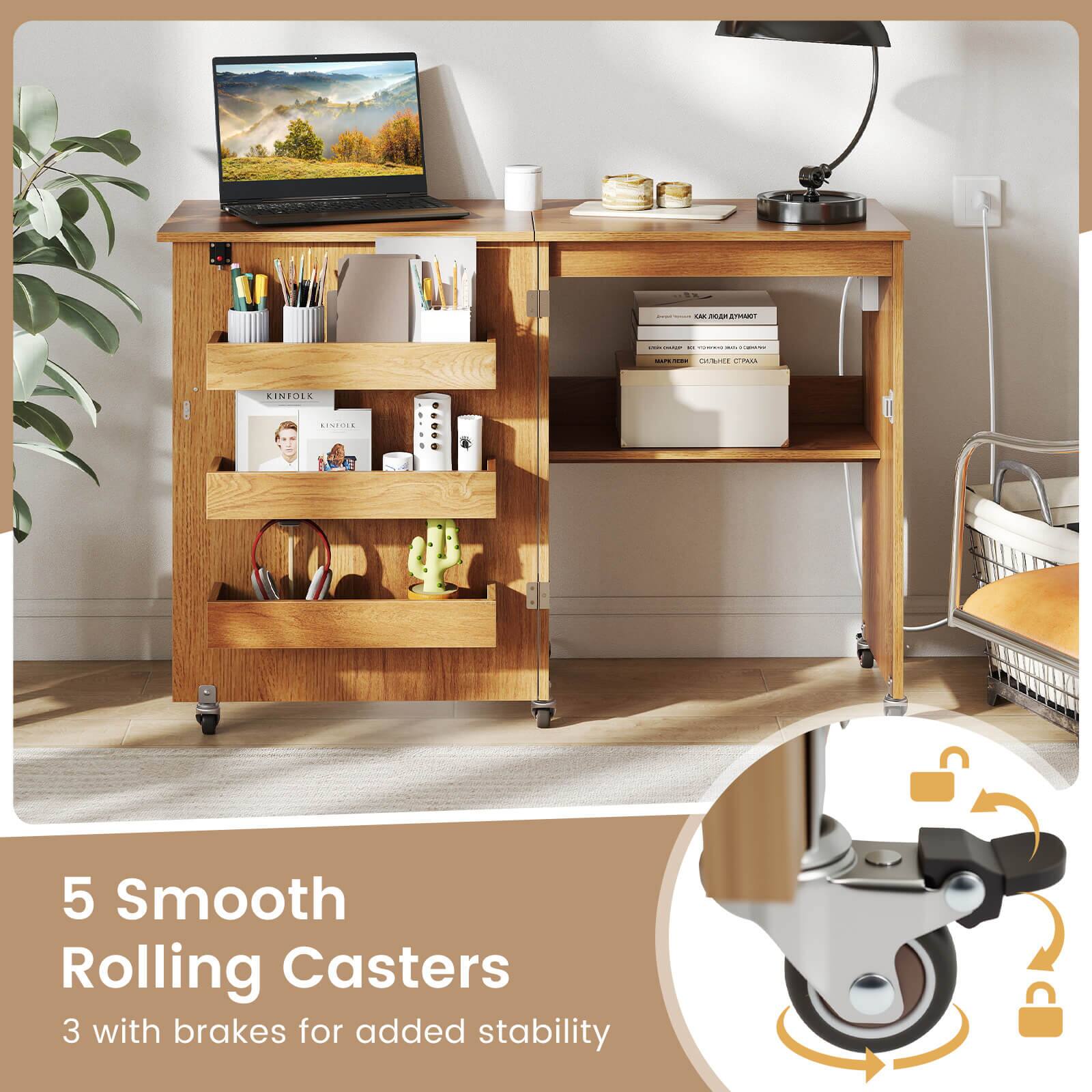 5 Smooth Rolling Casters  
3 with brakes for added stability