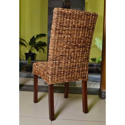 Front. International Caravan - International Caravan Set of Two Louisa Abaca Cushioned Seat Dining Chair - Salak Brown.