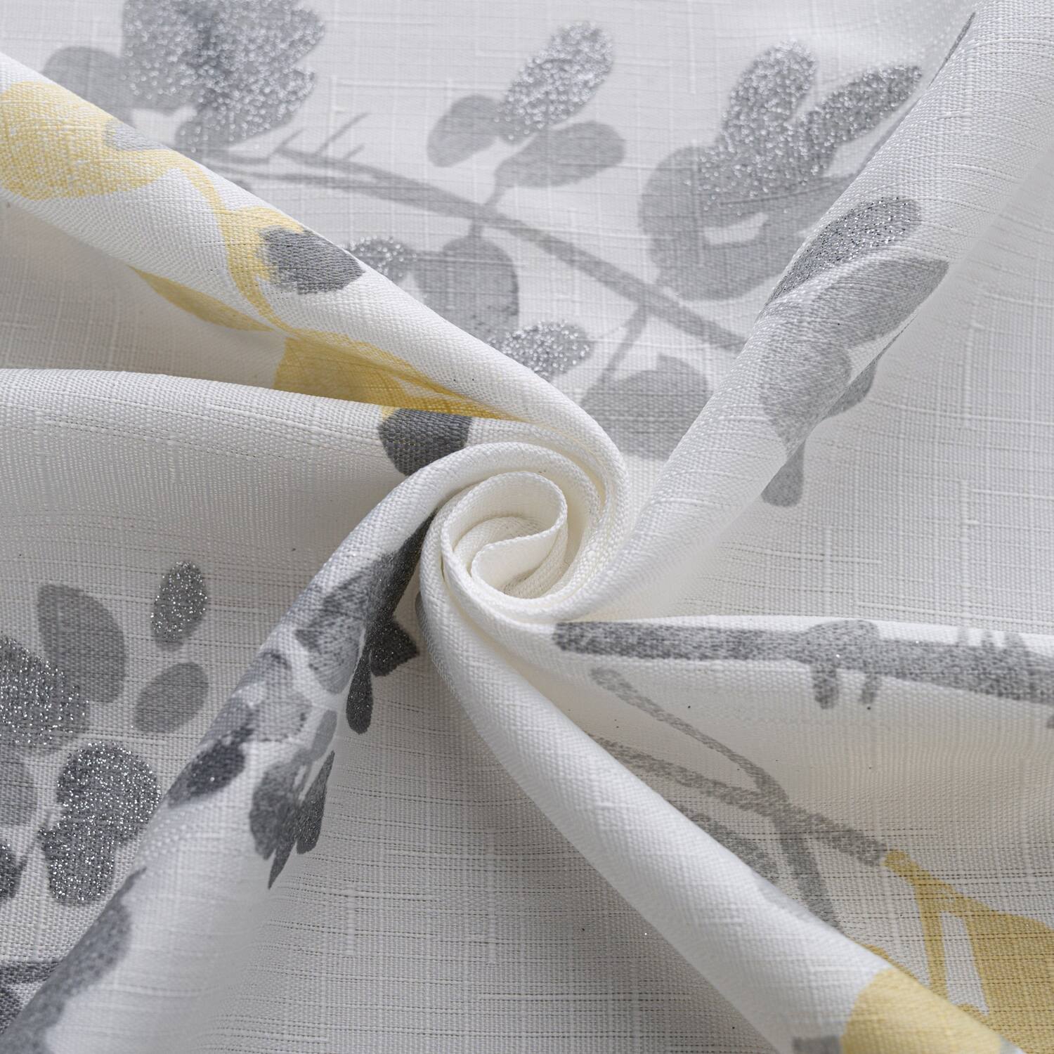 Left. Olivia Gray - Olivia Gray 100% Polyester 140 GSM Aiden Printed Textured Grommet Curtain Panel 54" x 84" Yellow - Yellow.