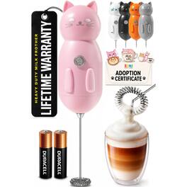 Zulay Kitchen - Zuki Cat Frother with Fun Stickers Included - Pink