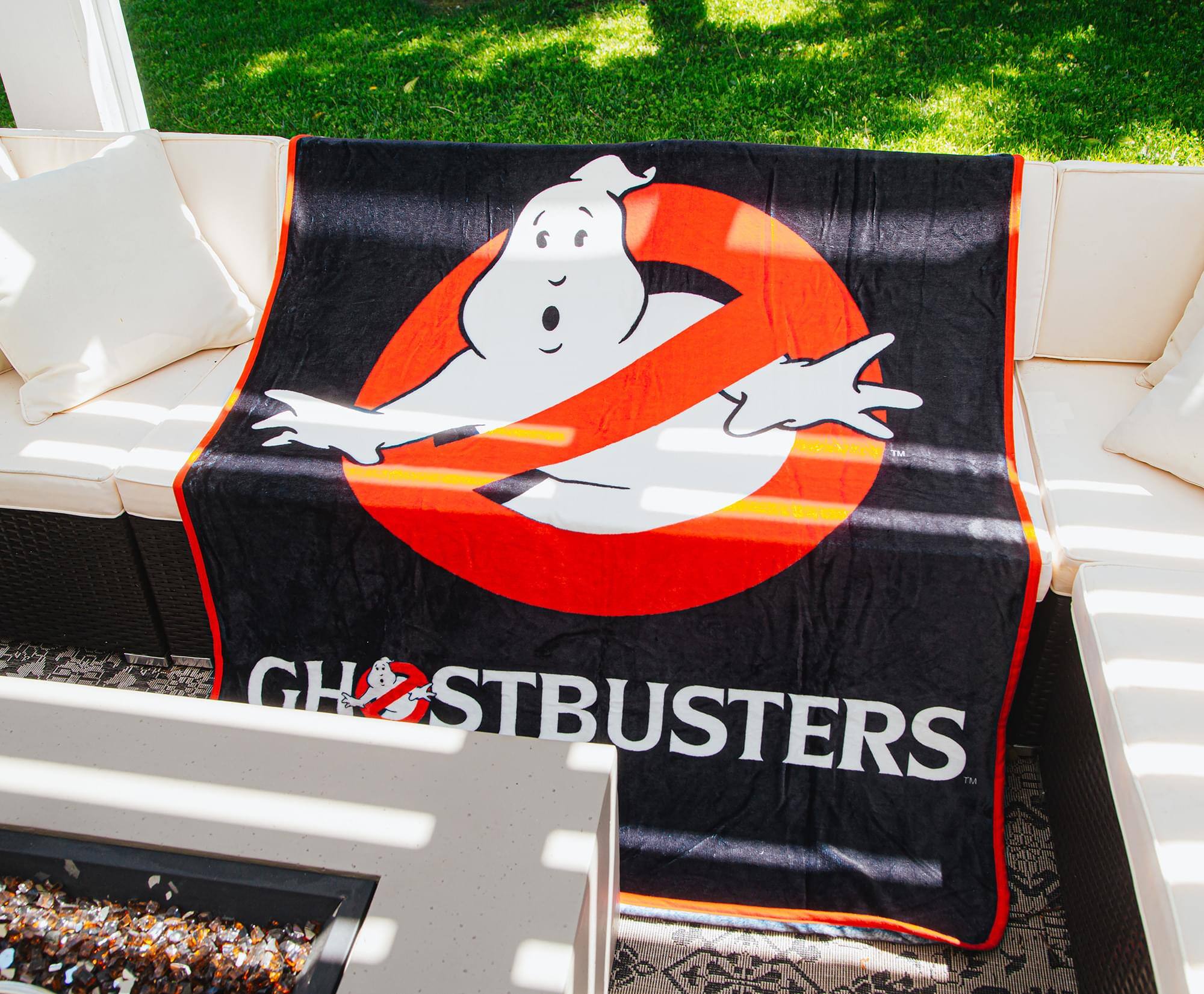 Alt View 5. Silver Buffalo - Ghostbusters Logo Raschel Throw Blanket | 45 x 60 Inches - Red.