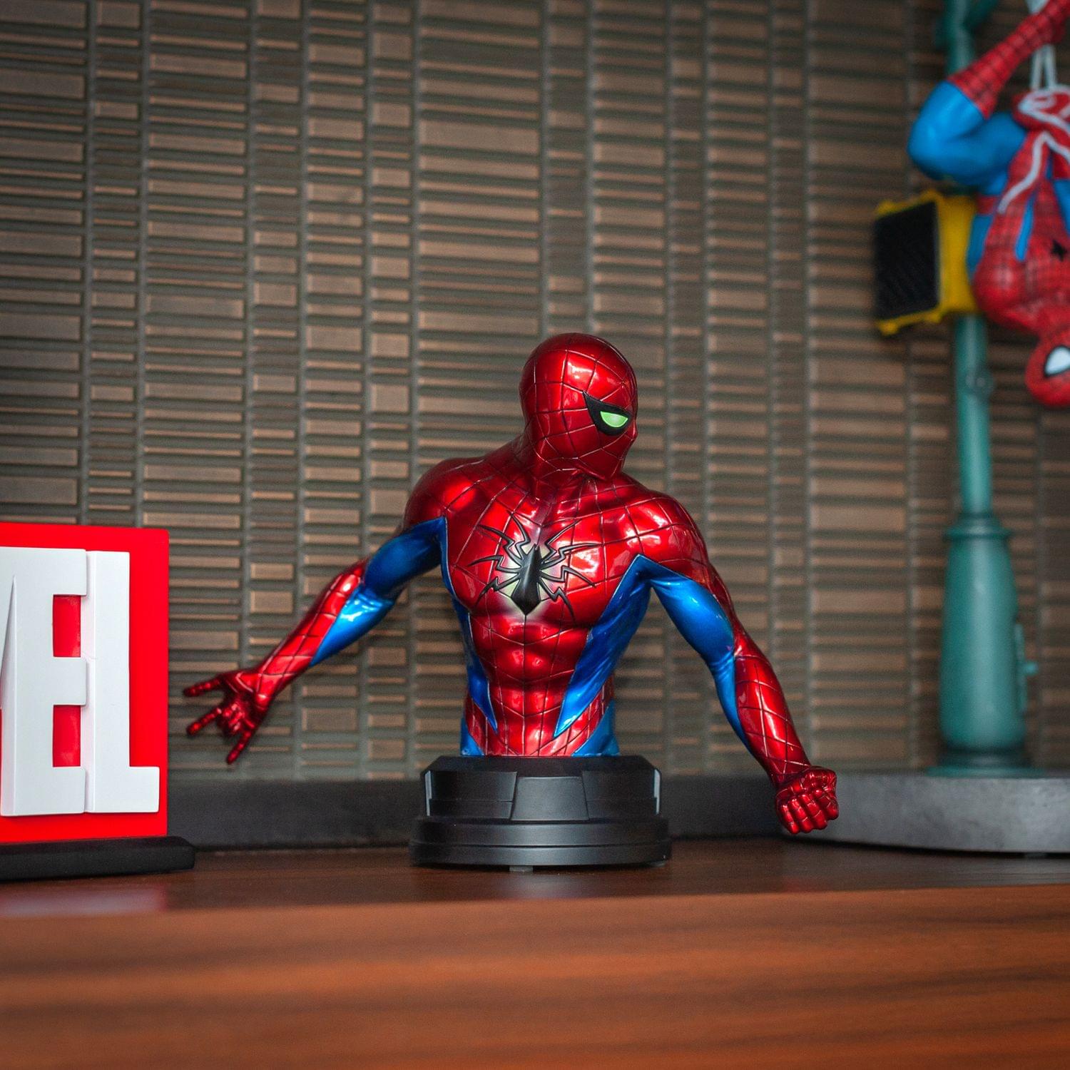 Alt View 3. Marvel - Marvel Spider-Man Collector Statue | Spider-Man Mark IV Suit | 6-Inch Height - Red.