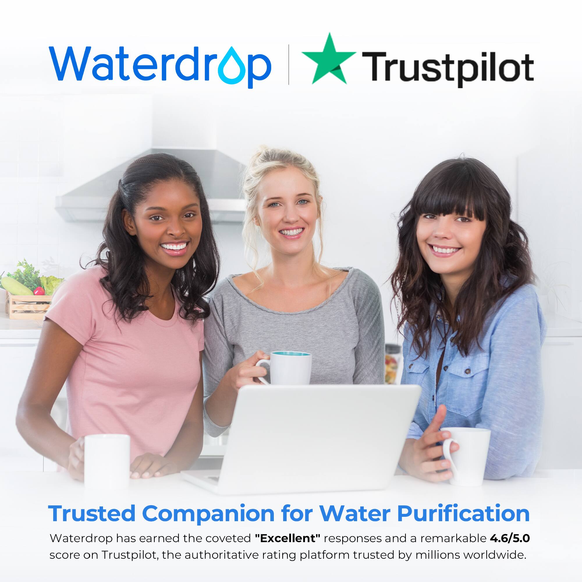 Waterdrop, Trustpilot, Trusted Companion for Water Purification, Waterdrop has earned the coveted "Excellent" responses and a remarkable 4.6/5.0 score on Trustpilot, the authoritative rating platform trusted by millions worldwide.