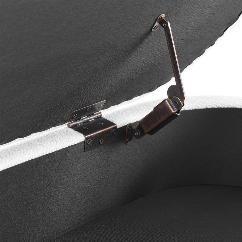 Alt View 5. HTUTWOO - 43.5" Ottoman Storage Bench - Oval Upholstered Linen Fabric Footrest Bench with Wood Legs, End of Bed for Living Room - White.