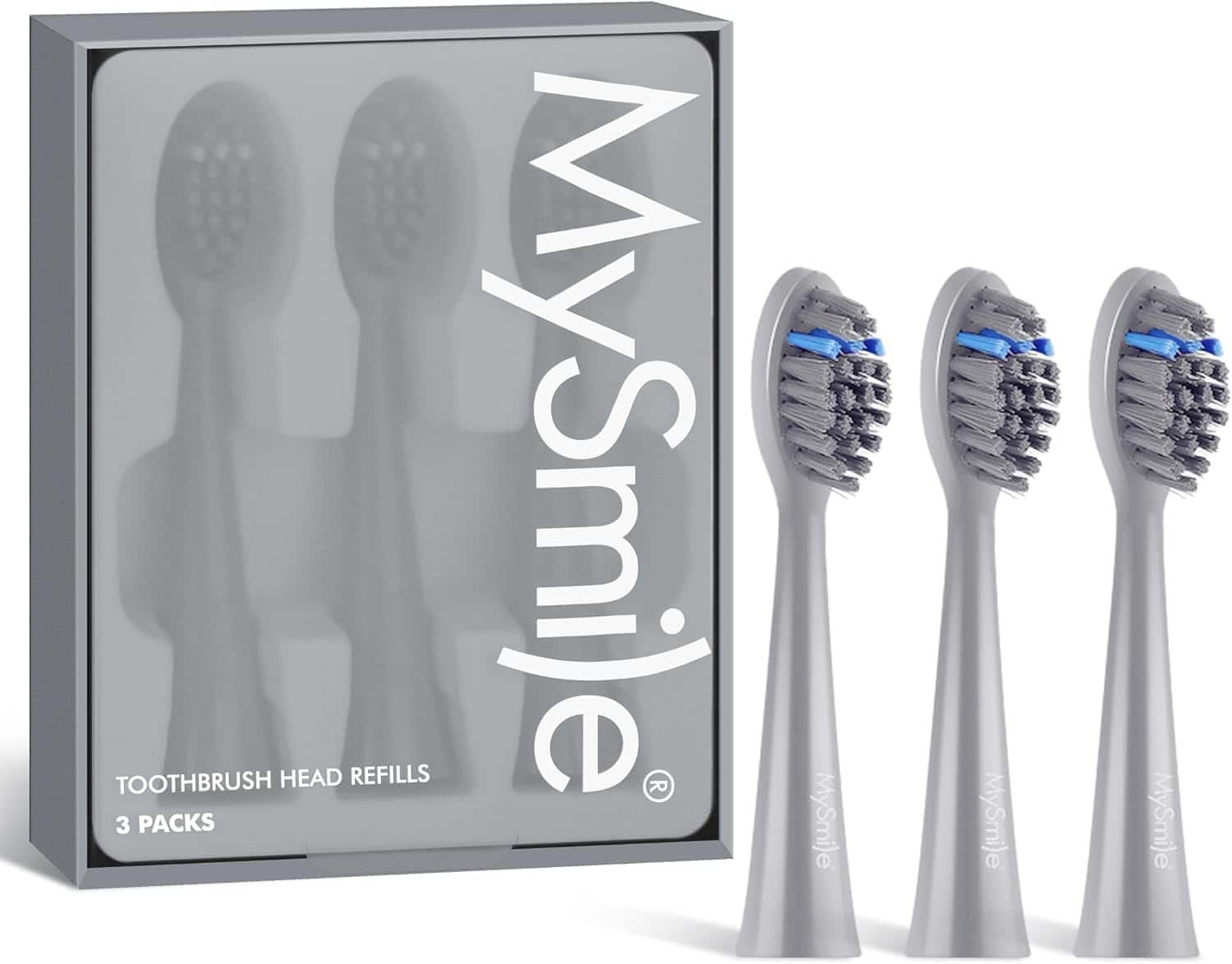MySmile - DY156 Electric Toothbrush Replacement Heads (3 Pack) - Gray