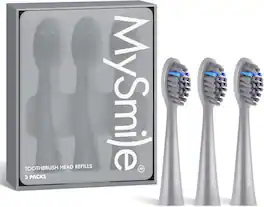 MySmile - DY156 Electric Toothbrush Replacement Heads (3 Pack) - Gray