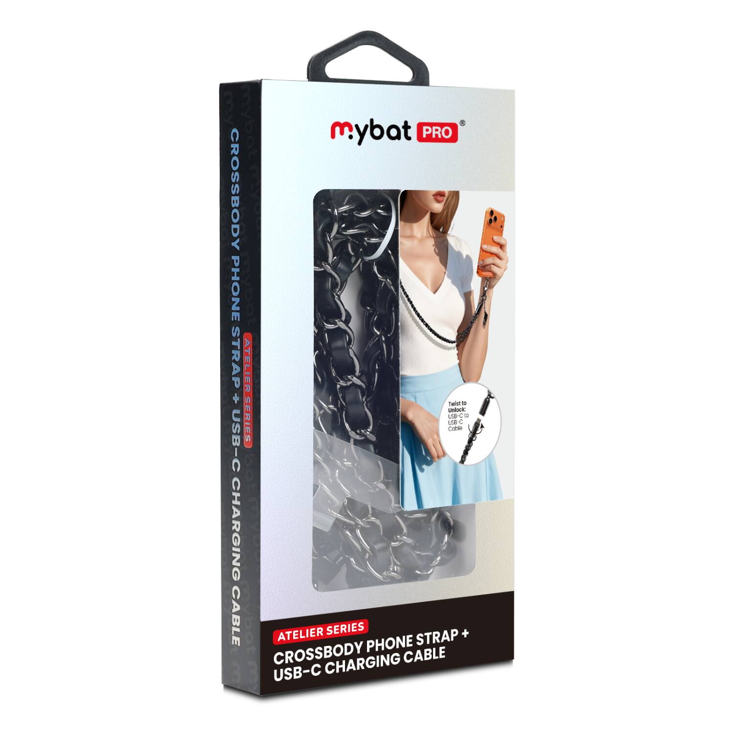 mybat PRO CROSSBODY PHONE STRAP ATELIER + USB-C SERIES Cable USB-C CHARGING CABLE ATELIER SERIES PHONE STRAP + CROSSBODY CHARGING CABLE
