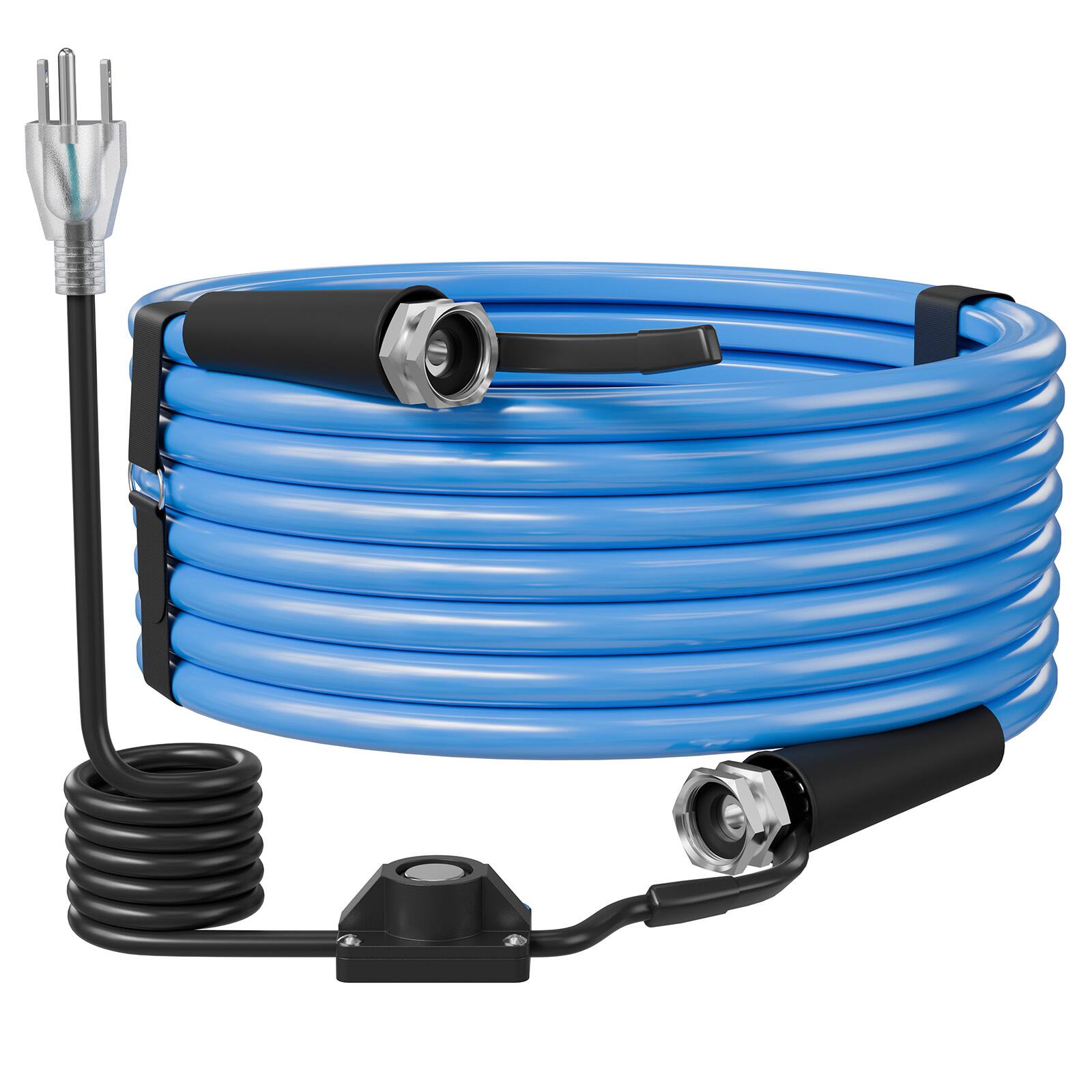 Alt View 5. VEVOR - 50FT Heated Water Hose for RV Antifreeze to -45°F Drinking Water Hose, 1/2" ID, Smooth Surface, Built-in Thermostat - Blue;Black.